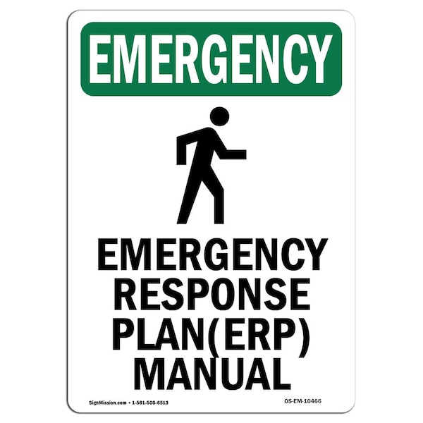 Safety Sign, OSHA EMERGENCY, 5" Height, Response, Portrait, 10PK